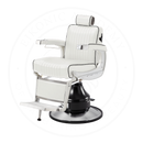Takara Belmont Classic Elite White Barber Chair 225EW with Motorized Electric Black MEB Base